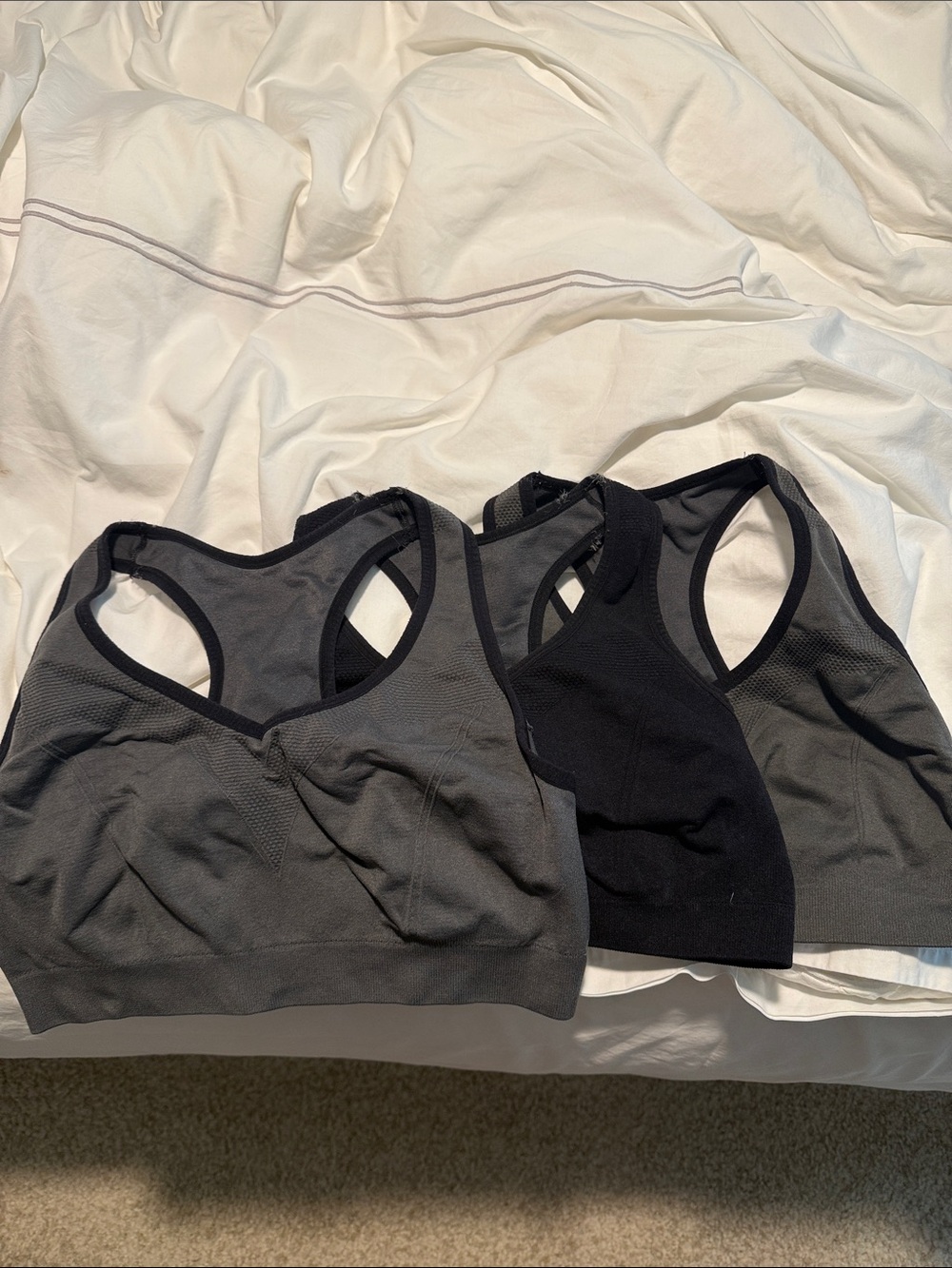 Women’s Seamless Racerback High Impact Sport Bras Black & Charcoal bundle of 3